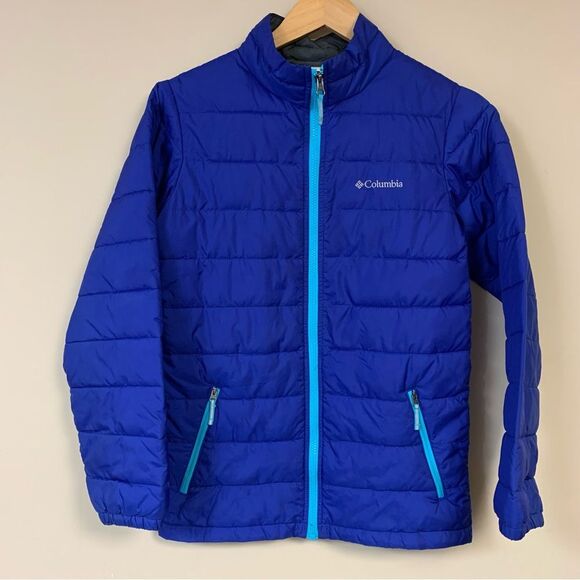Blue Coat Jacket Girl’s Large Lightweight Quilted Winter Warm Columbia Outdoor - Picture 1 of 6